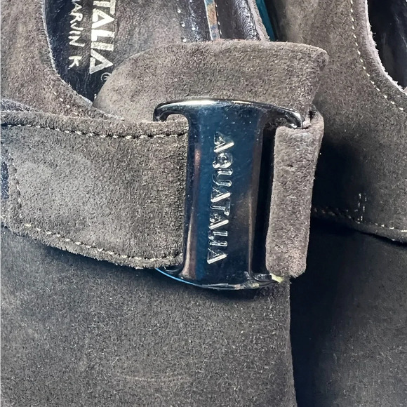 Aquatalia Brown Suede Wedge Loafers with Velcro Closure - Picture 6 of 10